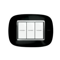 placa 3 modulos color negro solido modelo eliptica bticino ref hb4803nr