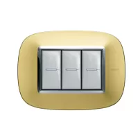 placa 3 modulos oro satinado bticino ref hb4803os