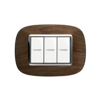 placa 3 modulos. color nogal modelo elipticas bticino ref hb4803lnc