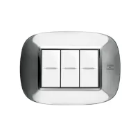 placa 3 modulos. color acero estilo eliptica bticino ref hb4803axl