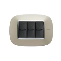 placa 3 modulos color titanio claro modelo eliptica bticino ref hb4803tc