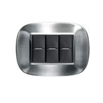 placa 3 modulos color acero inoxidable cepillado estilo eliptica bticino ref hb4803axs