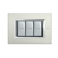 placa 3 modulos. color aluminio - cepillado modelo rectangulares bticino ref ha4803xc