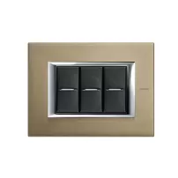placa 3 modulos color titanio cepillado modelo rectangular bticino ref ha4803nx