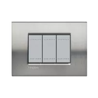 placa rectangular 3 modelo living light. terminacion acero cepillado bticino ref lna4803acs