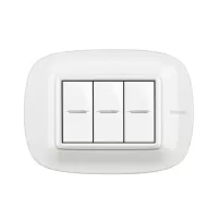 placa 3 modulos color corian hielo blanco estilo eliptica bticino ref hb4803cgw
