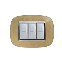 placa 3 modulos. color cuero arena estilo eliptica bticino ref hb4803slc