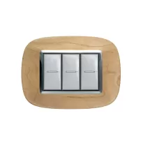 placa. 3 modulos. color madera modelo elipticas bticino ref hb4803lae