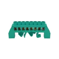 barra repartidora bronce aislada riel din verde 8 polos