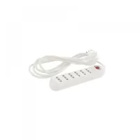 alargador multiple 6 pos 5 mts c/interruptor blanco