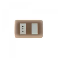 interruptor simple 9/12 + enchufe 10a 250v beige titanio lexo
