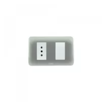 interruptor simple 9/12+ enchufe 10a 250v blanco plata lexo