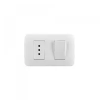 interruptor simple 9/12 con enchufe 10a 250v blanco lexo