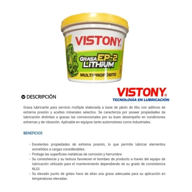 Lubricante Y Grasa Grasa Multiproposito Lithium Amarilla Ep-2 453 Gr