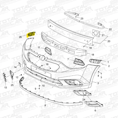 Mensula Guia Parachoque Delantera Derecha Para CHEVROLET SAIL 2016-2022 1.5 - Mensulas Guia Parachoque | ClickRepuestos