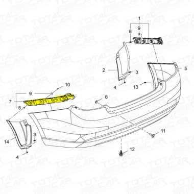 Mensula Guia Parachoque Trasera Izquierda Para CHEVROLET SAIL 2016-2022 1.5 - Mensulas Guia Parachoque | ClickRepuestos