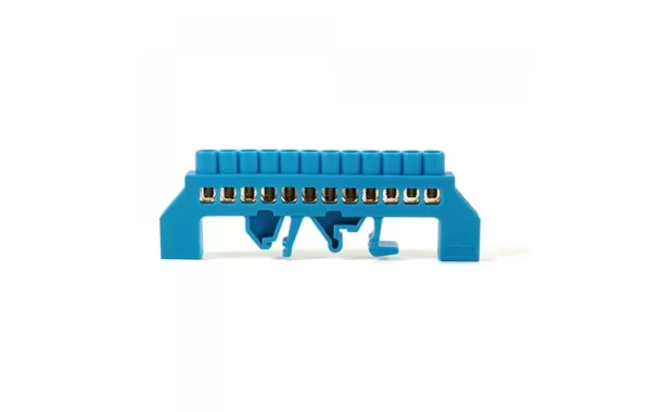 Barra Conexion Riel Din Aislada Azul 12x16mm