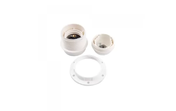 Portalampara Con Anillos De Prensa Rosca E-27 Blanco- Castillo
