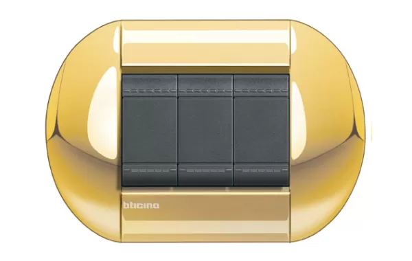 Placa Eliptica 3 Modelo. Terminacion Oro Bticino Cod Ref Lnb4803oc
