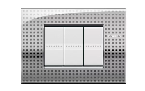 Placa Air 3 Modulos. Color Net Miodelo Living Light Bticino Cod Ref Lnc4803ne