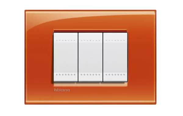 Placa Rectangular 3 Mod. Terminacion Naranja Bticino Ref Lna4803od