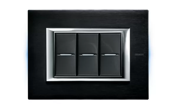 Placa 3 Modulos Color Antracita Cepillado Modelo Rectangular Bticino Ref Ha4803xs