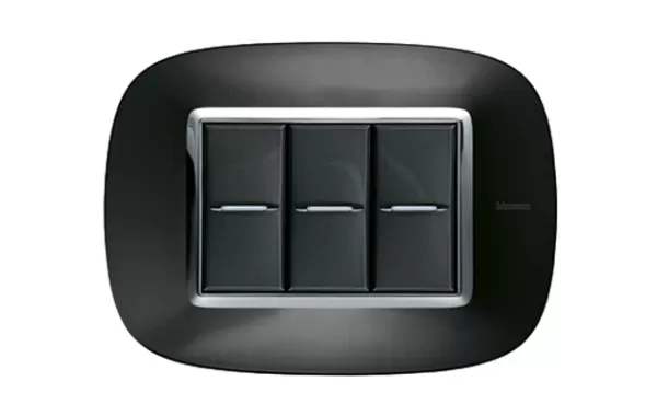 Placa 3 Modulos. Color Antracita Modelo Eliptica Bticino Ref Hb4803xs