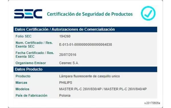 Ampolleta Plc 4 Pines 26w Philips
