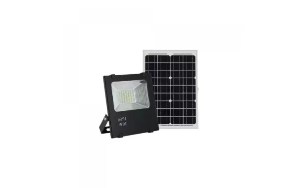 Kit Foco Reflector Led Con Control Y Panel Solar 30w Luz Fria Multichip-jie