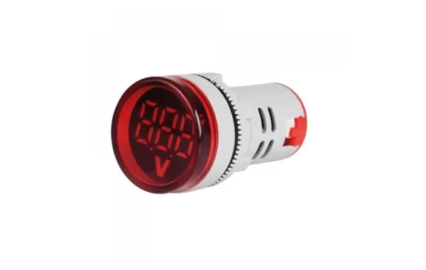 Luz Piloto Roja 22mm Con Voltimetro 60-500 Vac