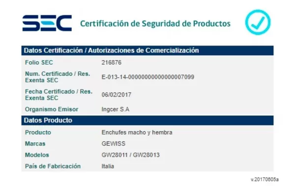Enchufe Macho Schuko Volante 2p+t 16a Blanco Gewiss