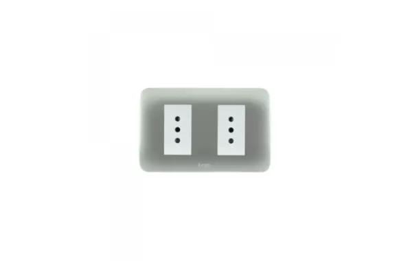 Enchufe Doble 10a 250v Blanco Plata Lexo