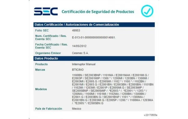 Pulsador Na 10a 250v - Blanco Bticino Ref E2005bn