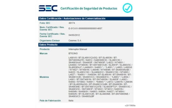 Int. Conmutador C/ Doble Tecla 1 - 0 - 2 16a 250v Bticino Ref L4027