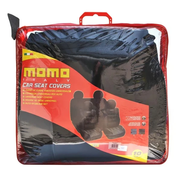 KIT CUBRE ASIENTOS UNIVERSALES / NEGRO Y GRIS - MOMO - Cubre Asientos | ClickRepuestos