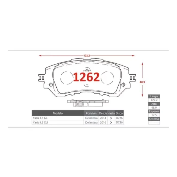 Juego de pastillas de frenos para toyota yaris sport 2014 2017 1.5 Juego de pastillas de frenos para toyota yaris sport 2014 2017 1.5